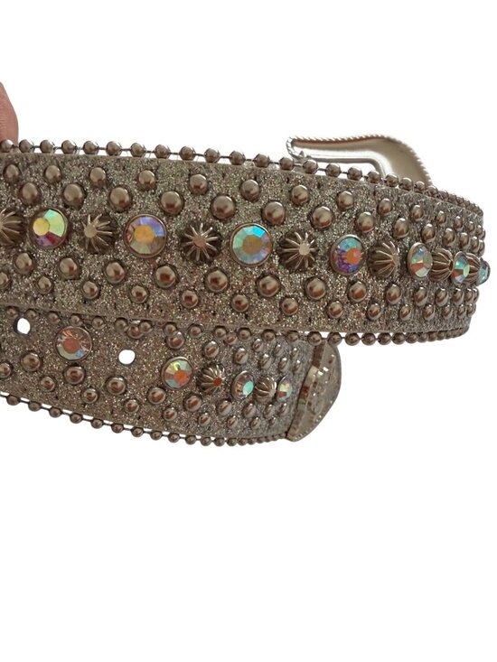 Western-style Rhinestone Belt Glitter Silver Size 32-39 Cowboy Statement Bling main image 8